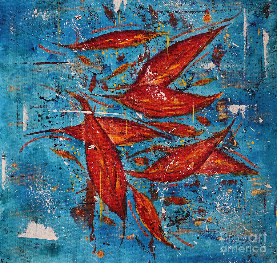 Falling Leaves Abstract  Painting by Cathy Beharriell
