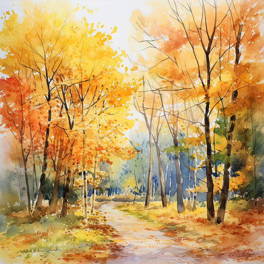 Falling Leaves - Autumn Falling Leaves Art Digital Art by Lourry Legarde
