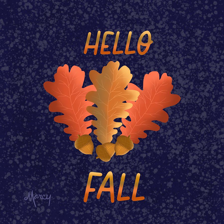 Falling Leaves on Midnight Blue Digital Art by Marcy Brennan
