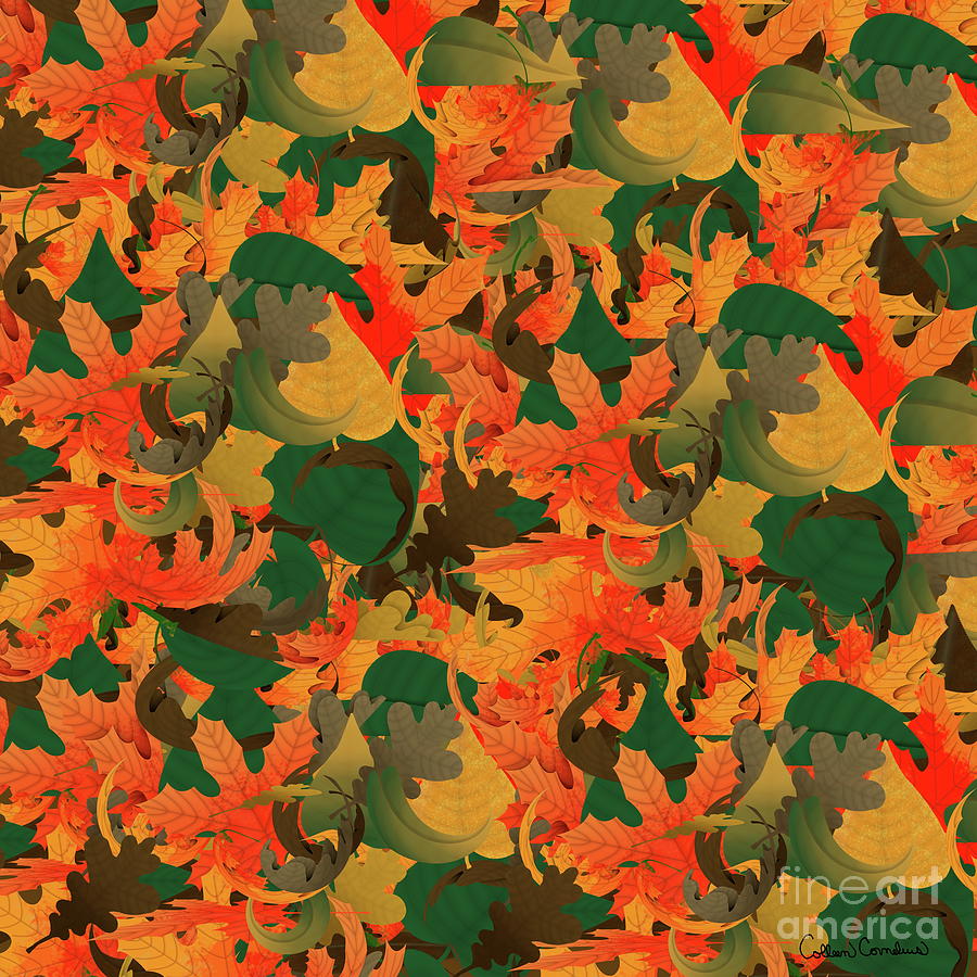 Falling Leaves Pattern for Autumn Digital Art by Colleen Cornelius
