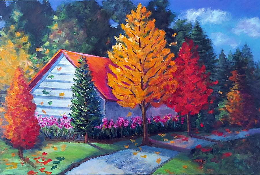 Fall Painting - Falling Leaves by Rosie Sherman