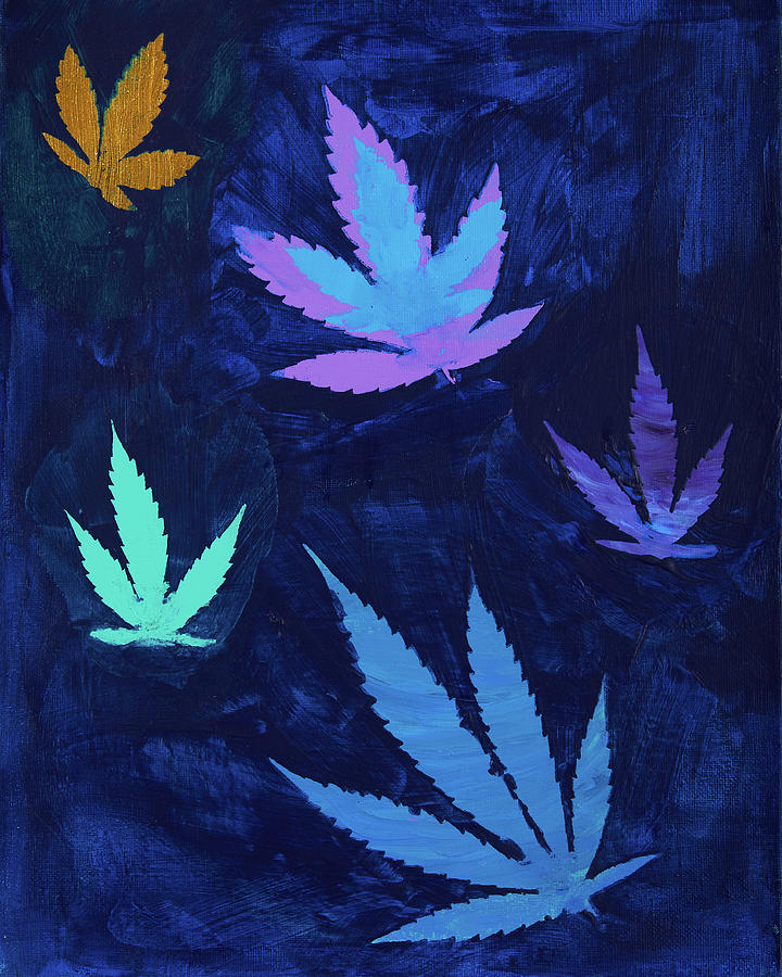Cannabis Painting - Falling Leaves by Troy Wilson-Ripsom
