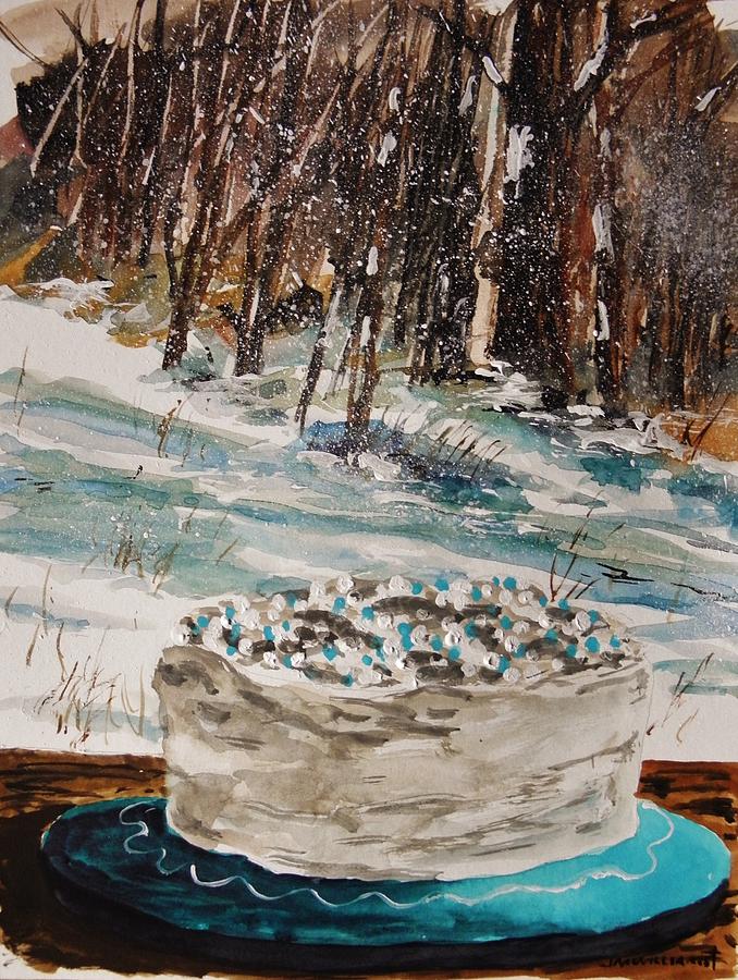 Falling Snow Cake Painting by John Williams