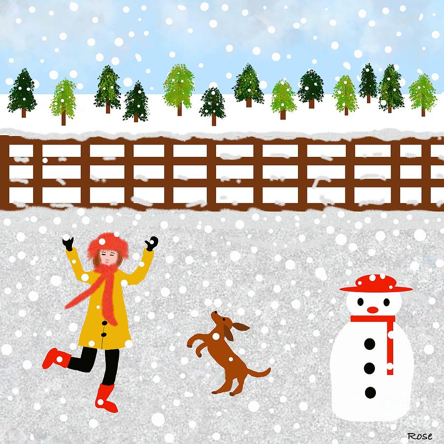 Falling snowflakes fun Digital Art by Elaine Hayward