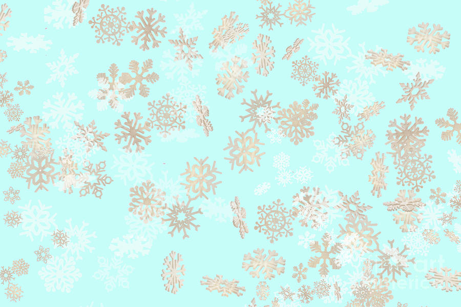 Falling snowflakes pattern on blue background Photograph by Simon Bratt