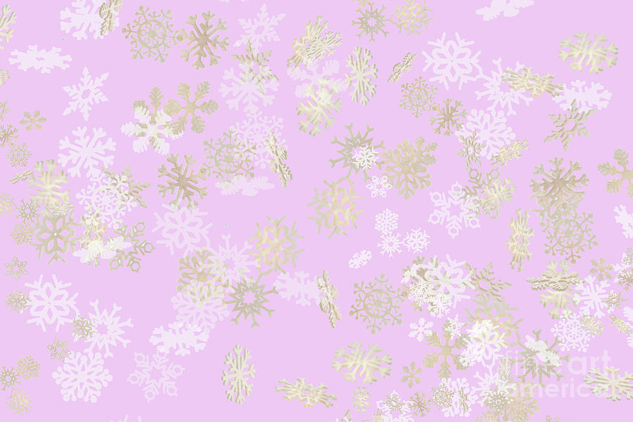 Falling snowflakes pattern on pink background Photograph by Simon Bratt