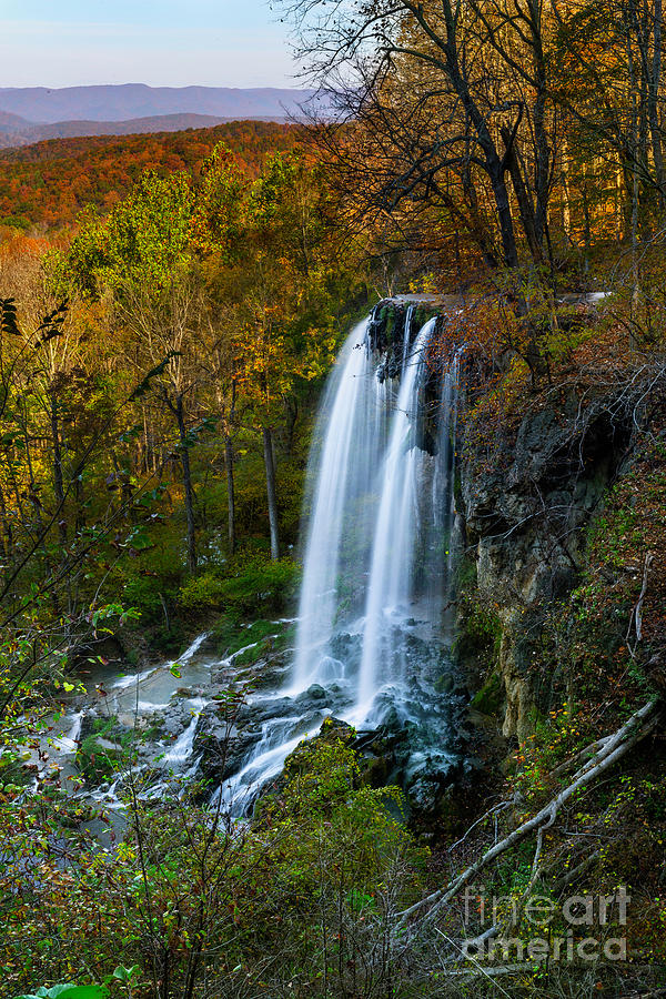 Falling Springs Waterfall in Autumn Photograph by Karen Jorstad