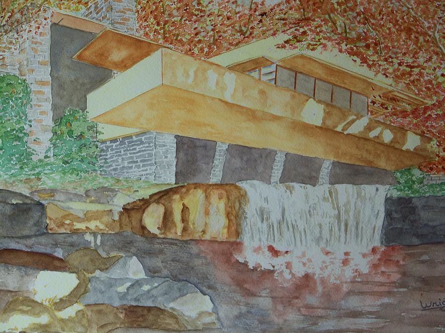 Falling Water House Painting by Larry Wright