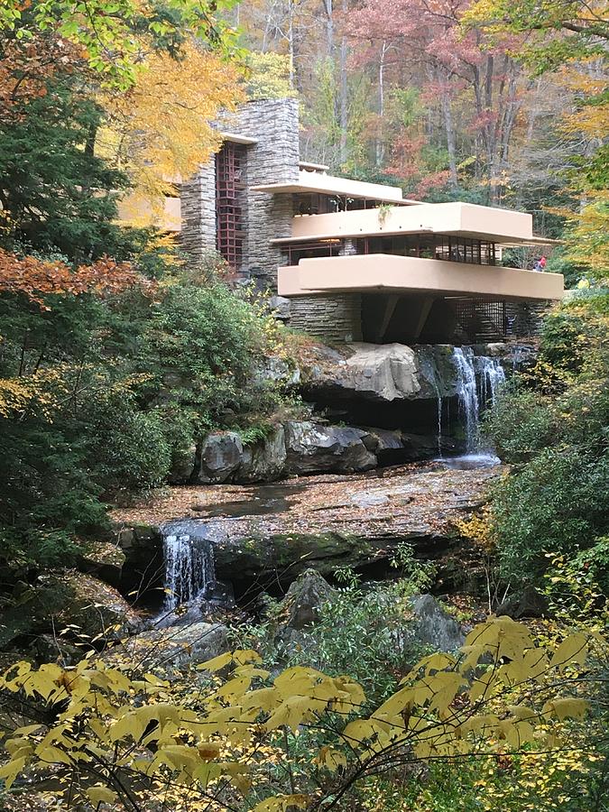 Architecture Photograph - Falling Water in Autumn by Alice Terrill