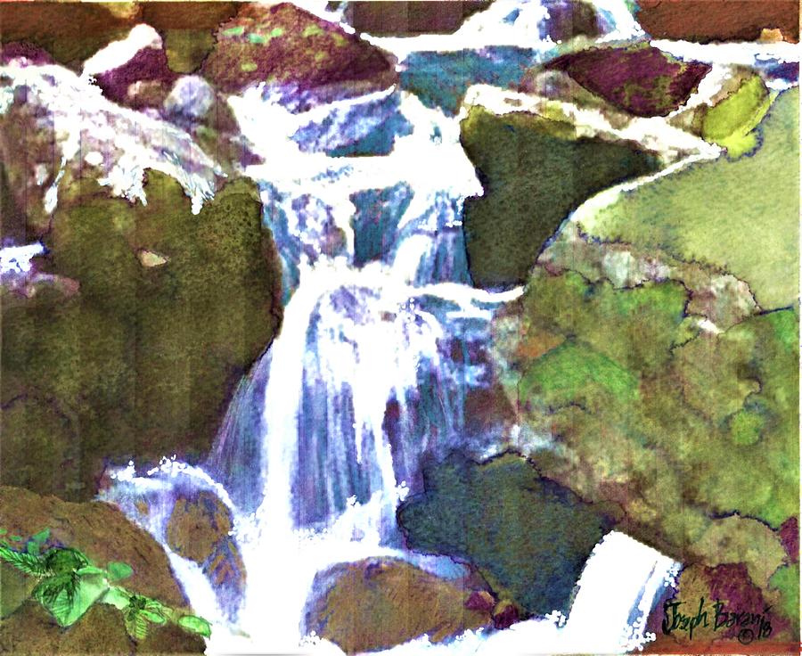 Waterfall Painting - Falling Waters by Joseph Barani