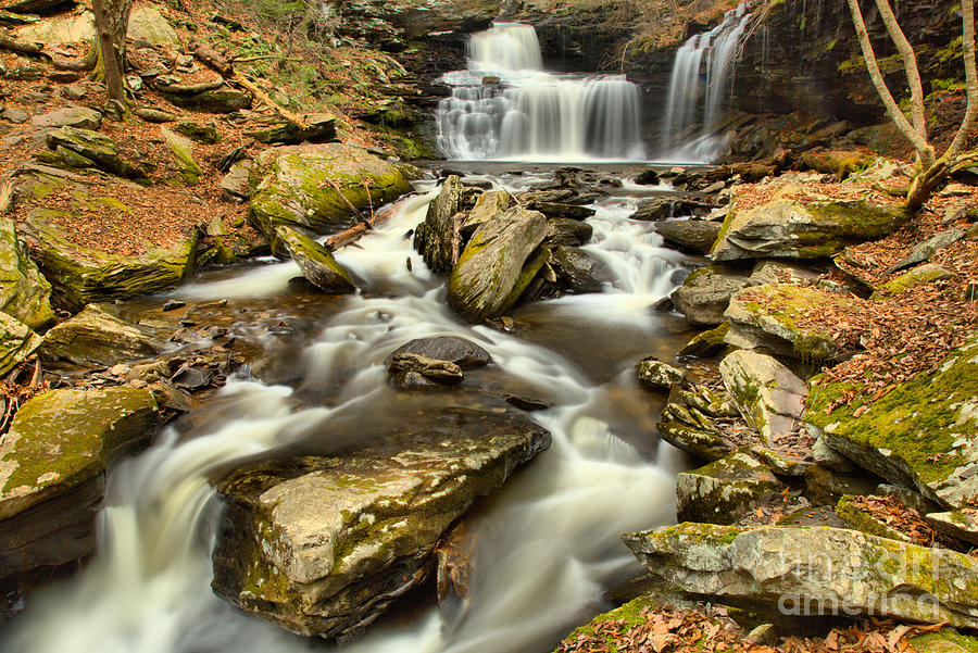 Falls Around The Boulder Photograph by Adam Jewell