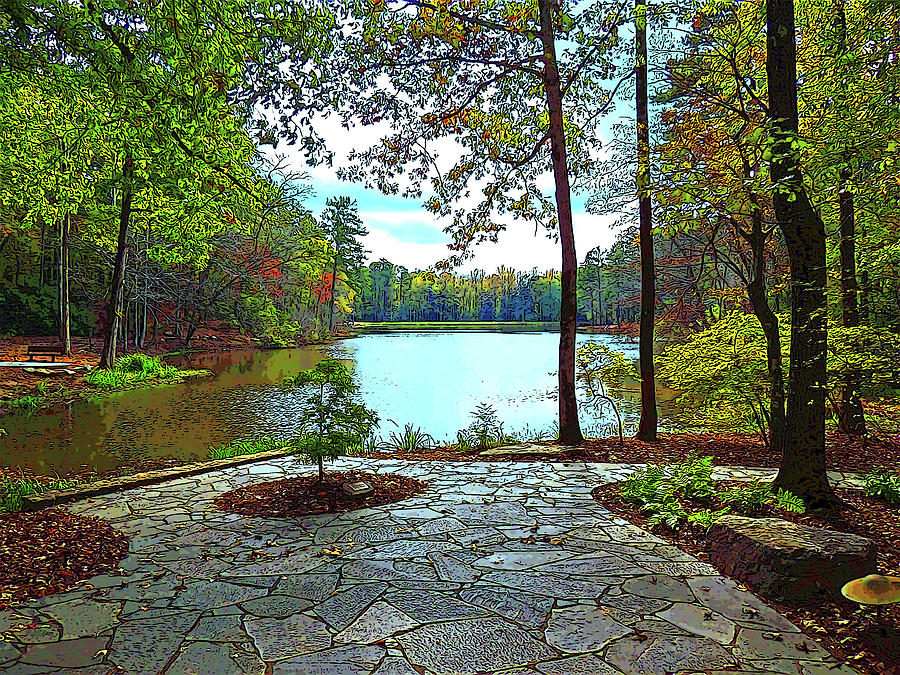 Falls Creek Lake at Callaway Gardens on a Sunny Day Digital Art by Marian Bell