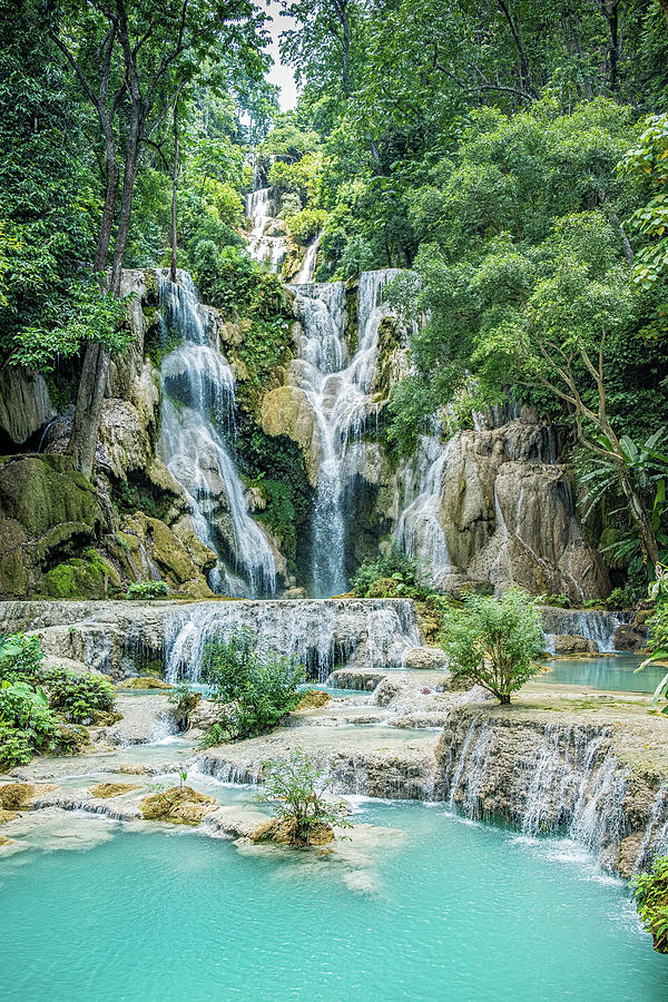 Jungle Photograph - Falls of Kuang Si II by Marla Brown