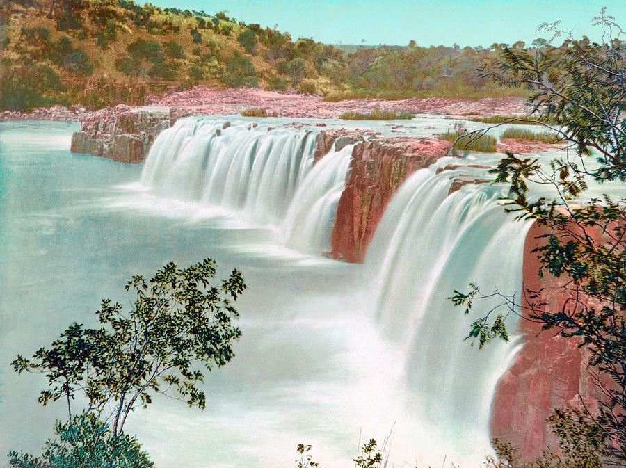 Falls On The Tugela River Near Colenso - Circa 1900 Photochrom Photograph by War Is Hell Store