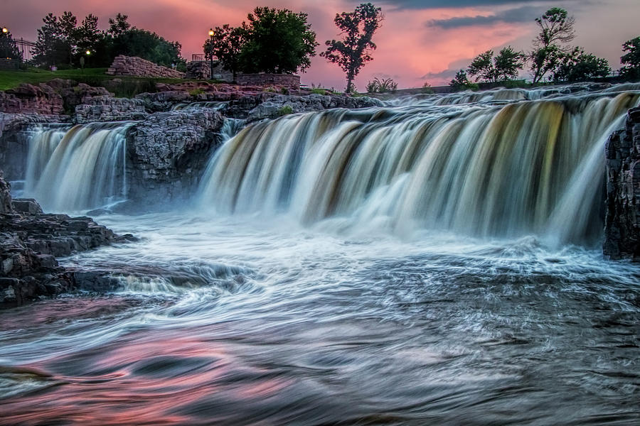 Falls Park At Sunset In Sioux Falls Photograph