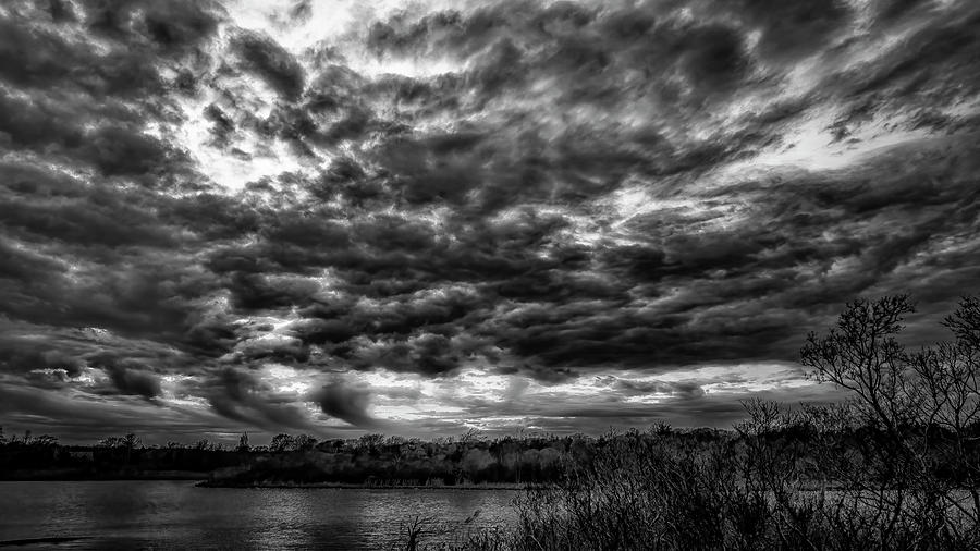 Falmouth Sunset Dark Sky BW Photograph by Peter D'Amore - Fine Art America