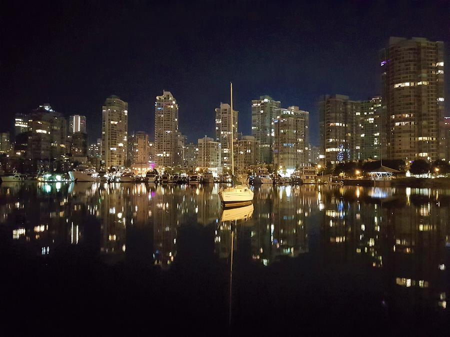 False Creek and Yaletown in Vancouver, BC at Night 2 Photograph by James Cousineau