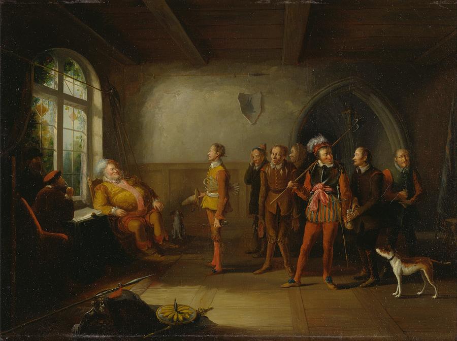 Falstaff and the recruits from Henry IV Part II Painting by John Cawse