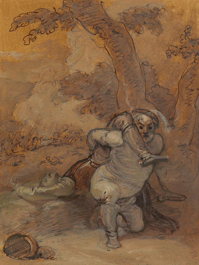 Falstaff Dragging the Body of Hotspur Drawing by Robert Smirke