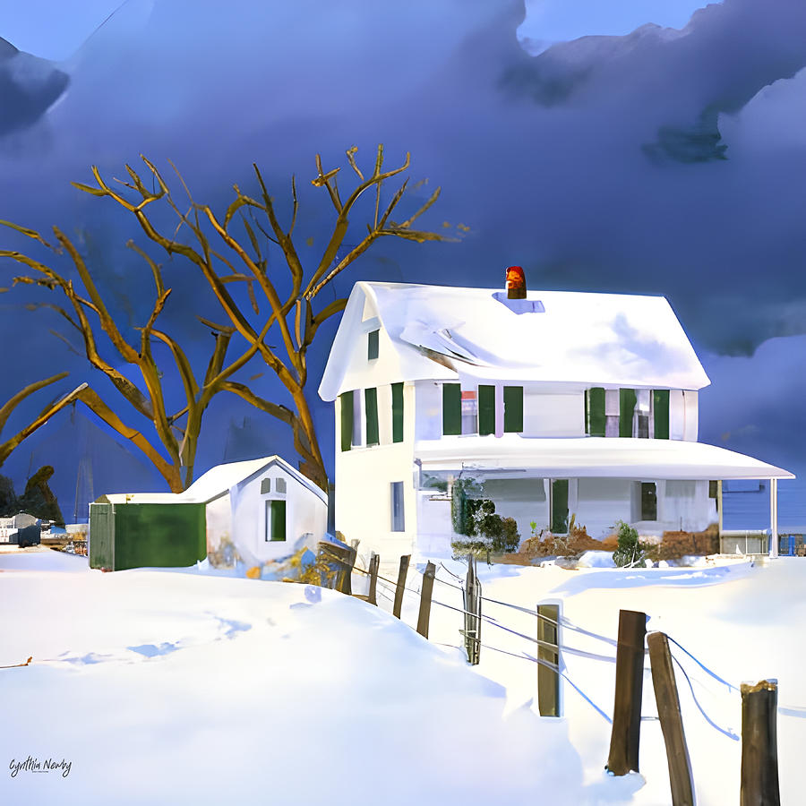 Famhouse Winter Scene Digital Art by Cindys Creative Corner