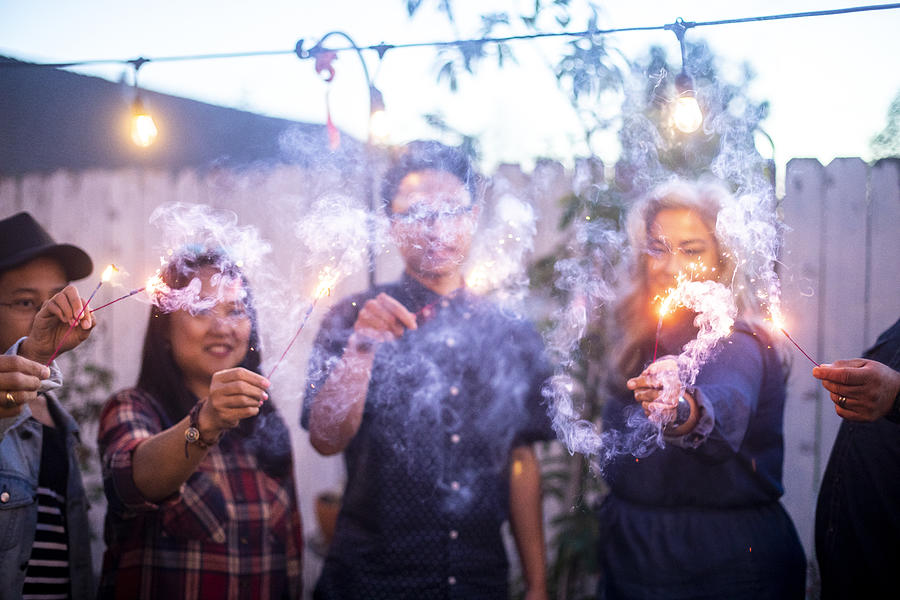Family and Friends with Sparklers Photograph by Adamkaz