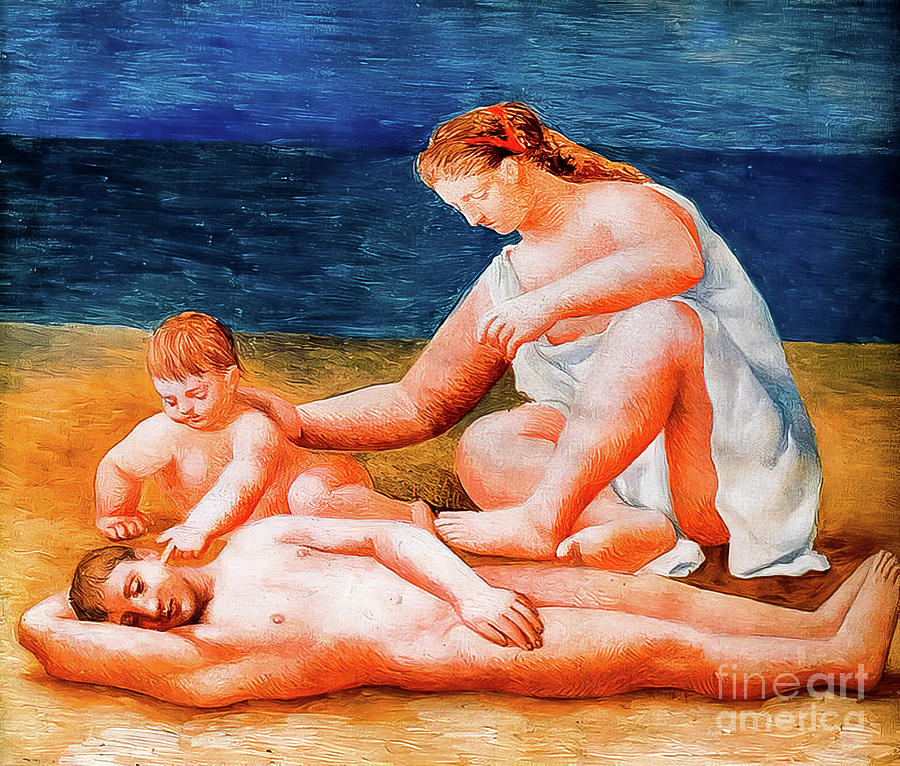 Family at the Seashore by Pablo Picasso 1922 Painting by Pablo Picasso
