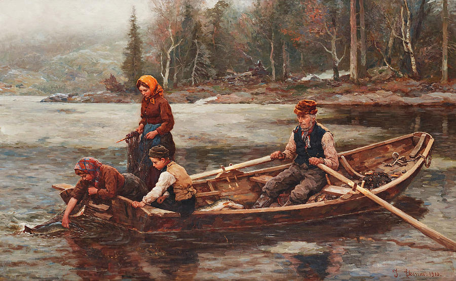 Tree Painting - Family Fishing by Mountain Dreams