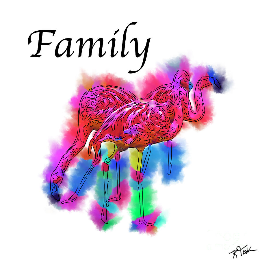 Family - Flamingo Flock In Abstract Digital Art by Kirt Tisdale