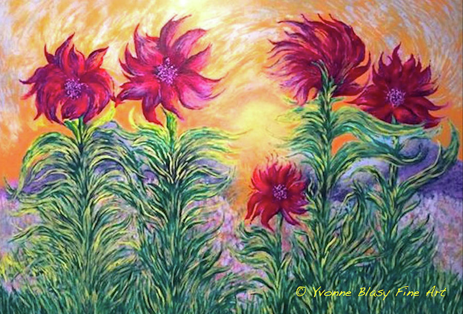 Family Of Flowers Painting by Yvonne Blasy