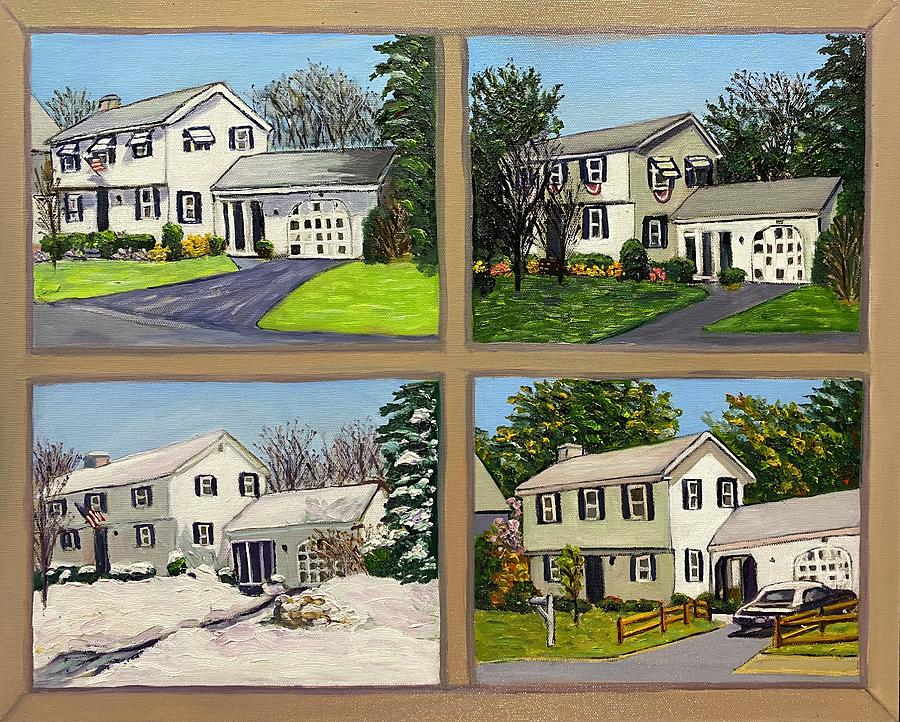 Family House in Four Seasons Painting by Richard Nowak