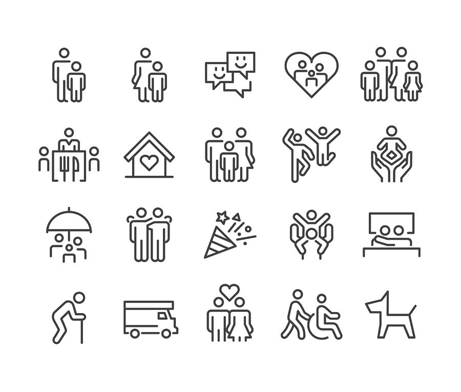 Family Icons - Classic Line Series Drawing by -victor-