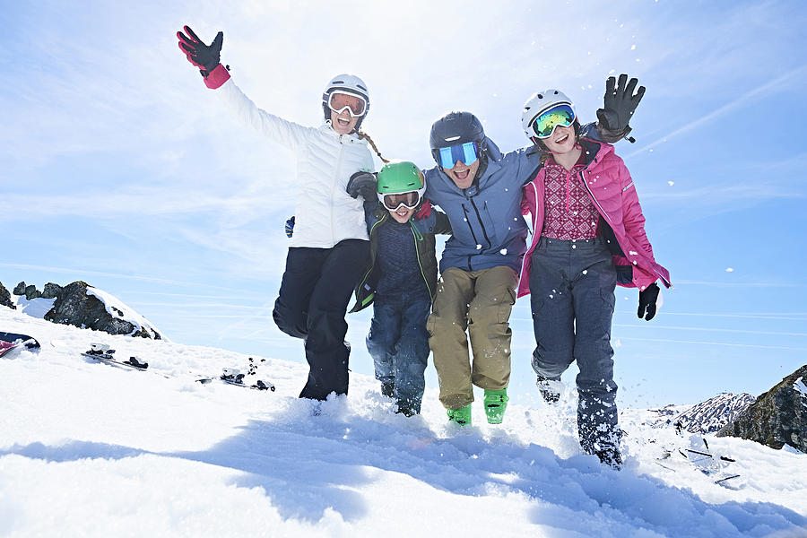 Family on skiing holiday, Hintertux, Tirol, Austria Photograph by Jakob Helbig