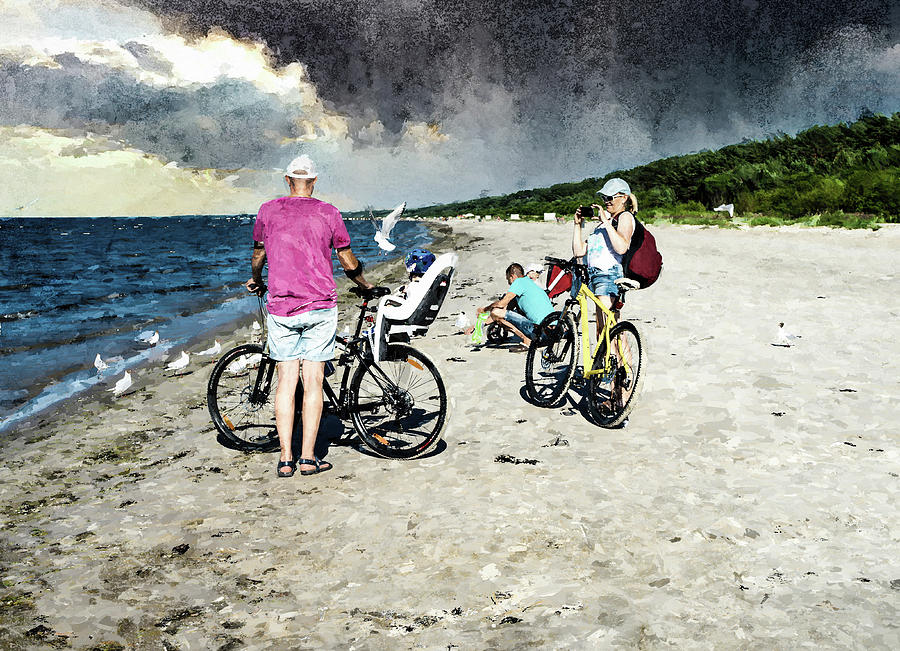 Family On Summer Beach Jurmala  Photograph by Aleksandrs Drozdovs
