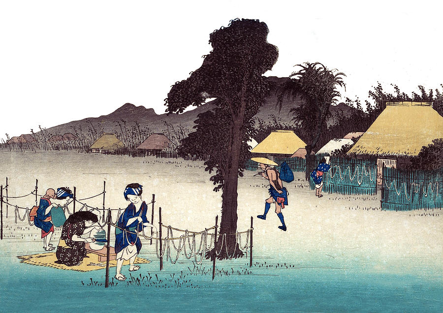 Hiroshige Digital Art - Family Rest, Japanese Art by Long Shot