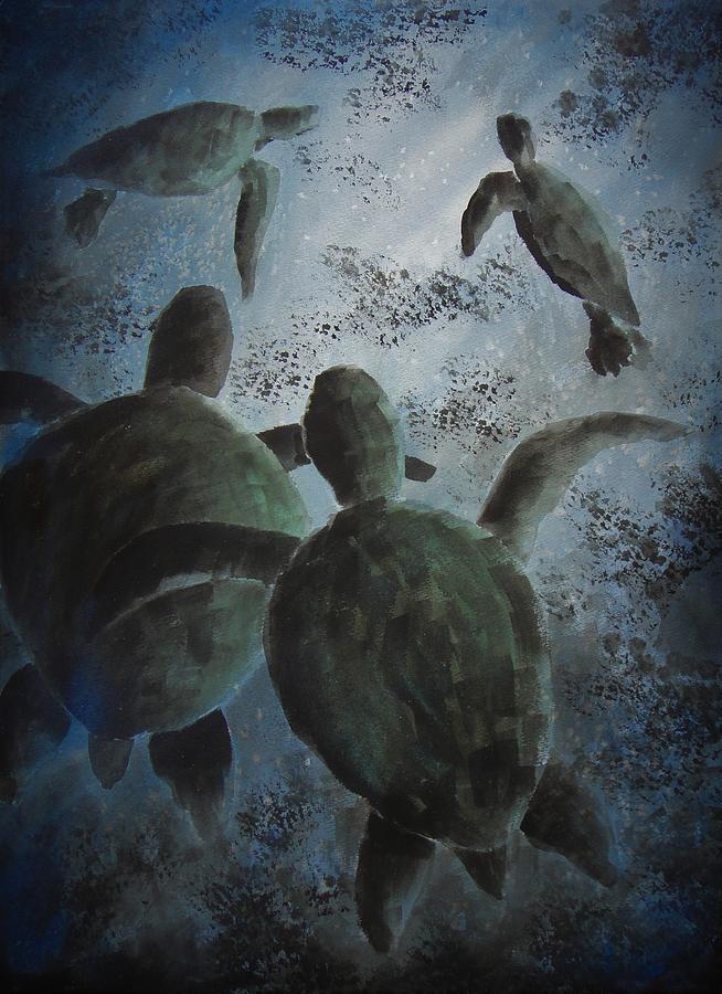 Turtle Painting - Family by Robert Plog