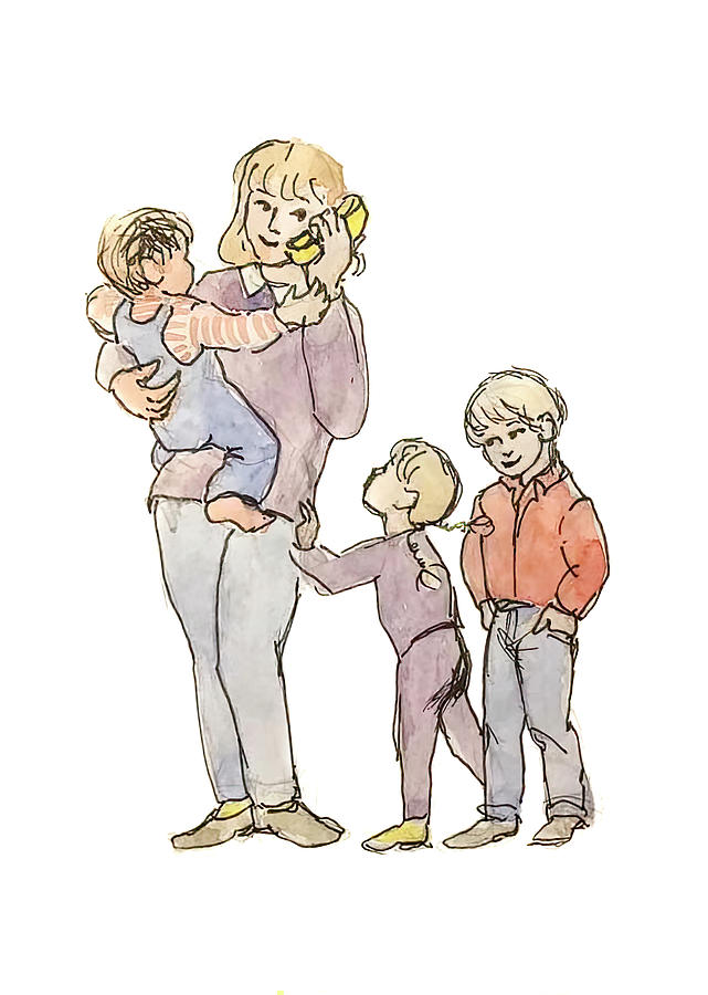Family Sketch Drawing by Patti Deters