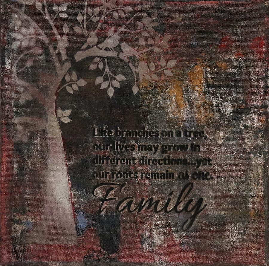 Family Tree Mixed Media by Catori Canvas