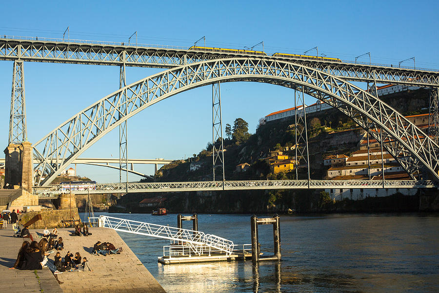 Famous Dom Luis I Bridge at Ribeira in Porto Photograph by DimaBerkut