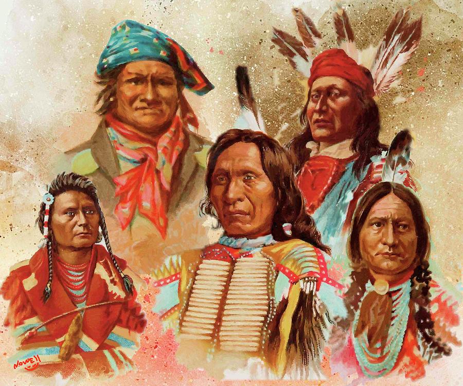 Warrior Pastel - Famous Indain Chiefs by Peter Nowell