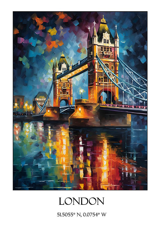 London Digital Art - Famous Landmarks - Tower Bridge by Artella Studio