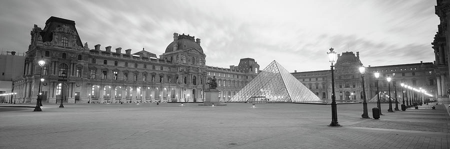 Famous Museum, Sunset, Lit Up At Night, Louvre, Paris, France Photograph by Panoramic Images