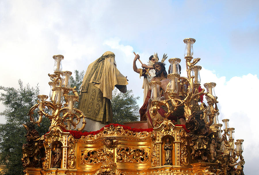 Famous passage of the Virgin in Holy Week in Jerez de la Frontera Photograph by Blanchi Costela