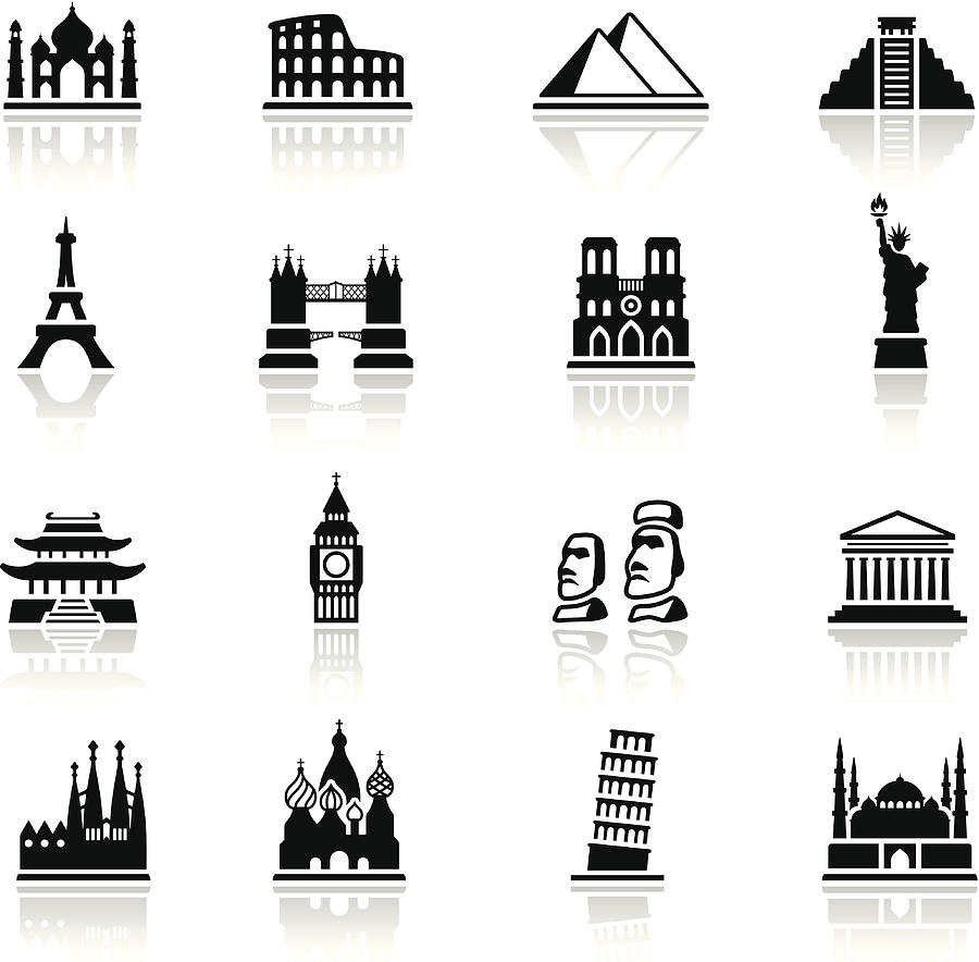 Famous Place Icon Set Drawing by AlonzoDesign
