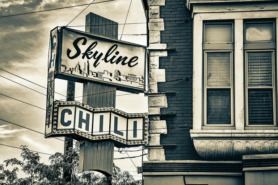 Famous Skyline Chili - Cincinnati Ohio Sepia Photograph by Gregory Ballos