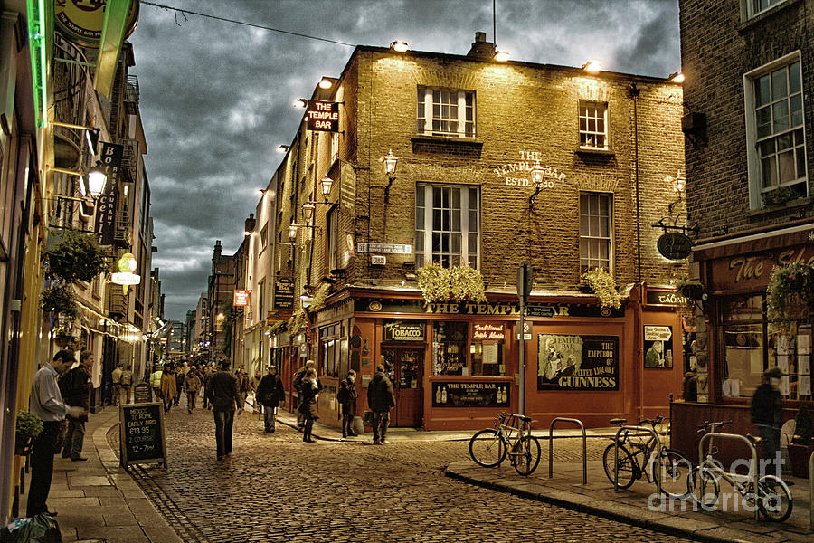 Beer Photograph - Famous Temple Bar in the Temple Bar area in Dublin at night by Patricia Hofmeester