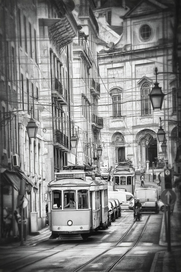 Famous Trams of Lisbon Portugal Black and White Photograph by Carol ...