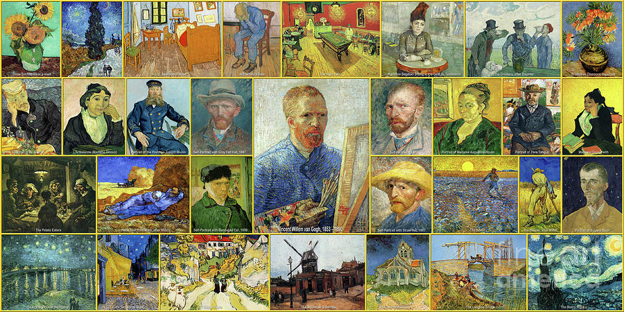 Famous van Gogh Paintings, Collage Painting by Scott Mendell