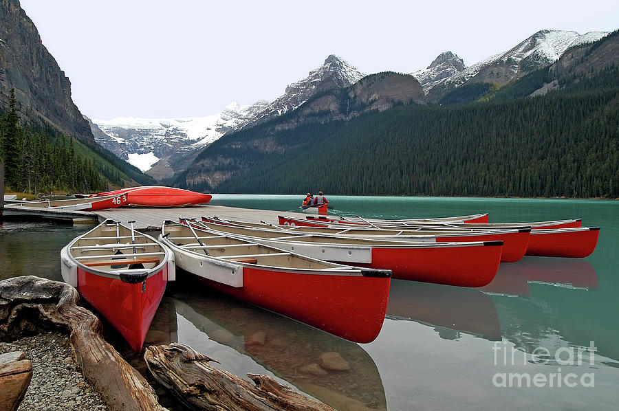 Fan Shaped Canoes - Lake Louise Banff - Banff National Park - Alberta - Canada Photograph by Paolo Signorini