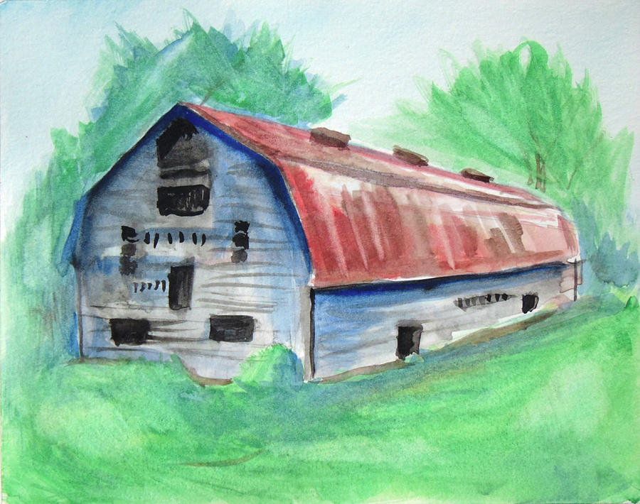 Fancher Barn Painting by Loretta Nash