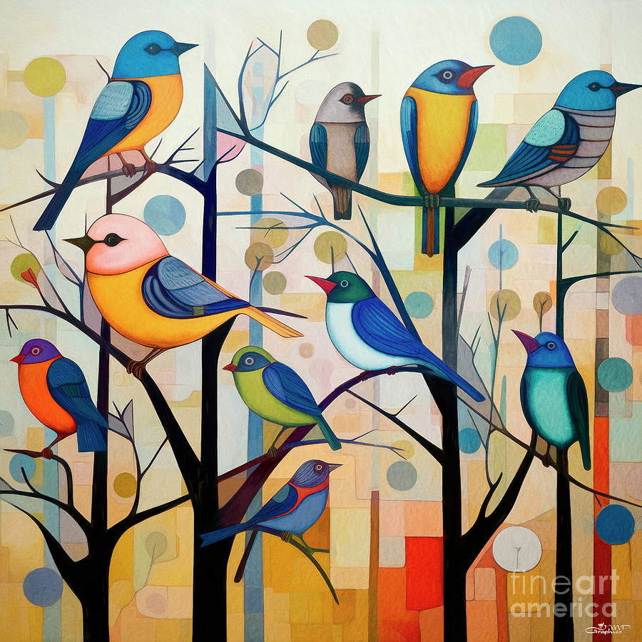 Fancy Birds Digital Art by Jutta Maria Pusl